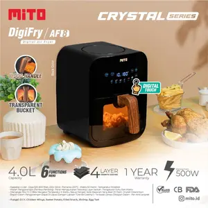 MITO Crystal Series Air Fryer AF8 MITOCHIBA ORIGINAL GARANSI RESMI TRANSPARAN low watt