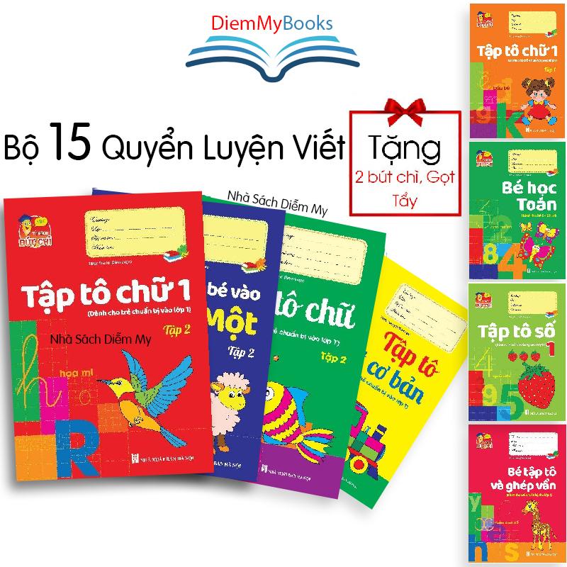 Sách Bộ 15 Quyển Luyện Viết Tập Tô Chữ Cho Bé Mẫu Giáo Mầm Non Chữ Số To Từ 3 4 5 Tuổi Tặng 2 Bút Chì+Gọt+Tẩy Có Tách Lẻ