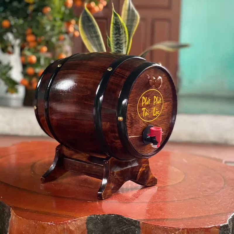 Bom đựng r.ượu dung tích 5l chất liệu gỗ thông nhập khẩu 2
