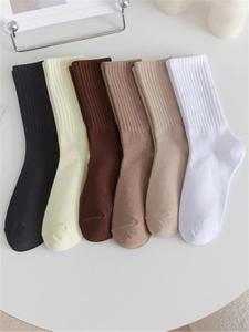 Women's Solid Crew Socks, Fashion Casual Comfy Mid Calf Socks, Summer Outfits, Women Socks for All Seasons Daily Wear, Womenswear