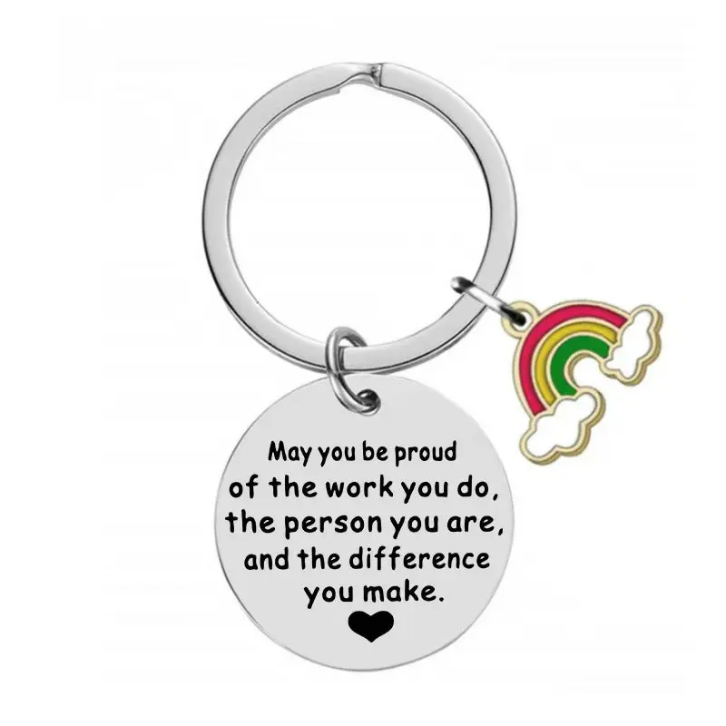 Stunning Stainless Steel Keychain Colorful Rainbow Accessory For Celebratory Occasions