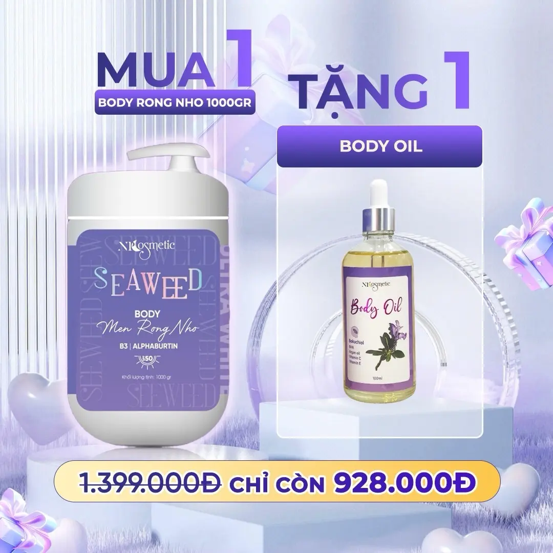 Kem Body Men Rong Nho Thương hiệu Npcosmetic - Body Seaweed 1000gram, Makeup, Chống Nắng , Dưỡng Da