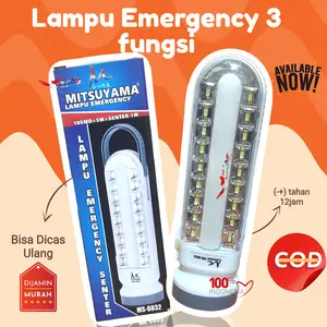 Lampu Emergency 18 LED Mitsuyama Cas Ulang + Senter 5Watt Mitsuyama Emergency Serbaguna 2 Tampilan Bergaransi