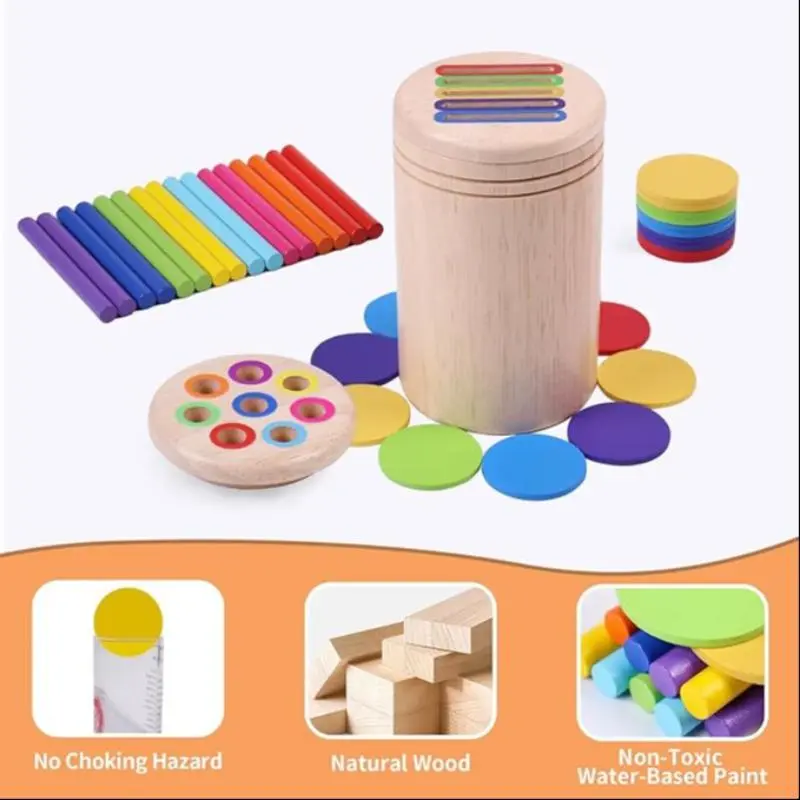 Wooden Montessori Toy, Color Sorting Toy, Preschool Learning Activities, Fine Motor Skills Sensory Toys for Boys Toys for Girls Fun Kids Toys, Play Toys 5