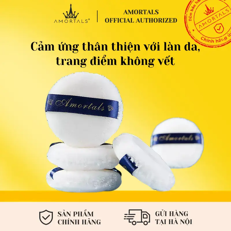 Bông mút Amortals Bộ trang điểm thân thiện với da không cần ăn phấn dành cho da trần Hai bông phấn Giao hàng nhanh chóng tận nơi Cosmetic