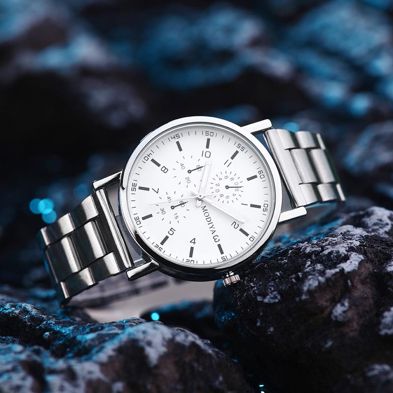 Product Introduction of Men Casual Stainless Steel Mesh Belt Watch Simple Dial Quartz Watch Round Dials Business Wristwatch Erkek Kol Saati Reloj Hombre 5