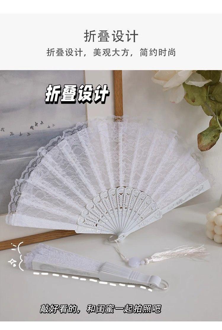 Product Introduction of Kipas Gaya Cina, Renda Vintaj, Kipas Lipat Menari, Sesuai untuk Fotografi, Pakaian Cina Han, Cheongsam, Foto Klasik, Alat Foto Gaya Antik 4