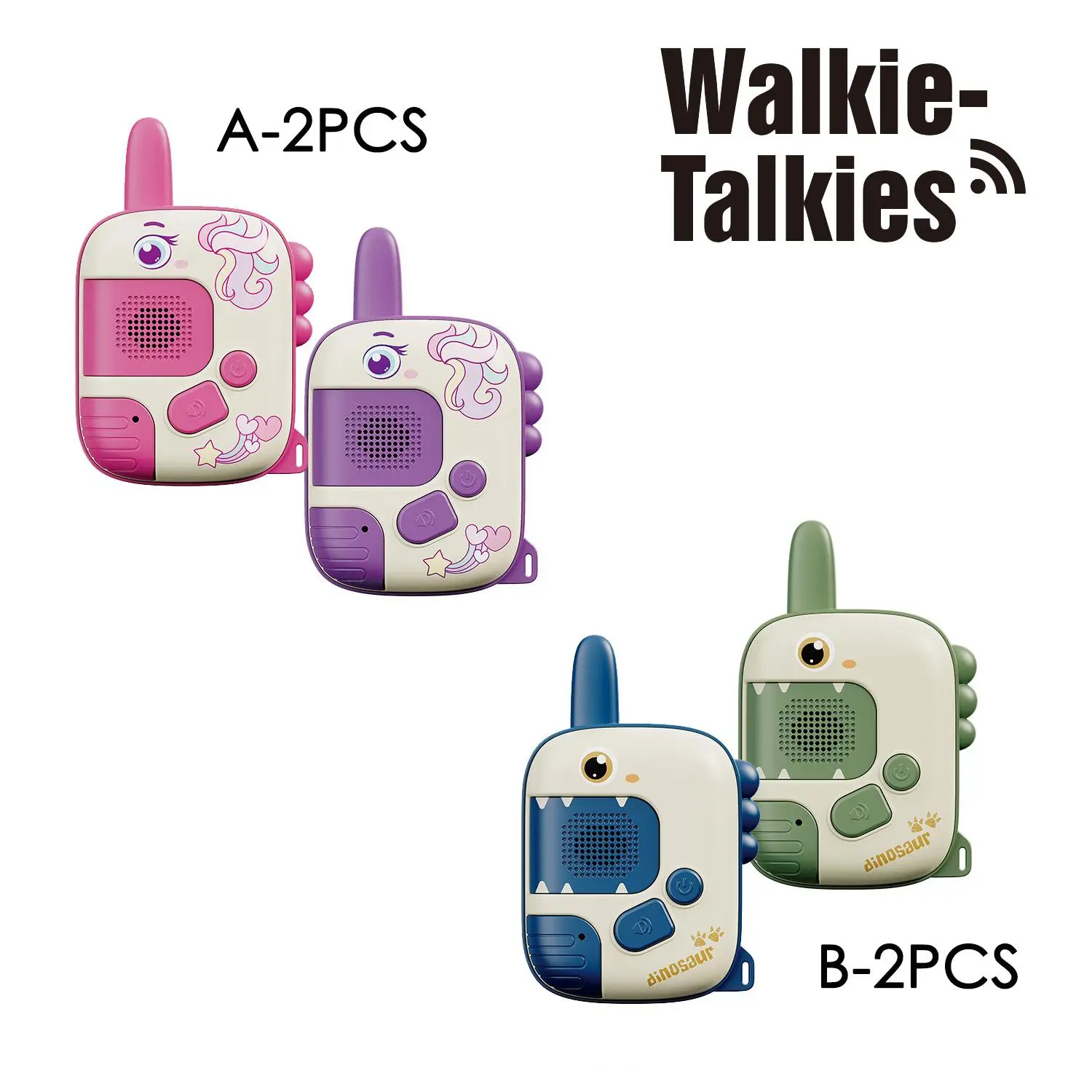 Walkie Talkies, 2 Counts/set Cute Cartoon Design Handheld Walkie Talkies, Wireless Outdoor Remote Smart Call Toys without Battery, Birthday  & Christmas Gift