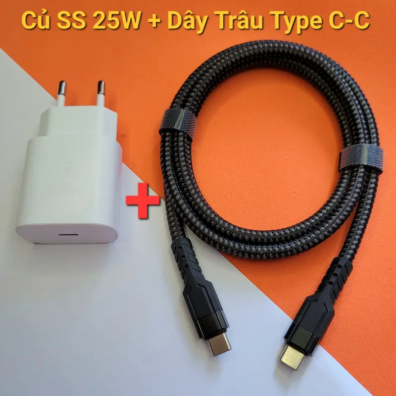 Com bo cáp + củ sạc nhanh 25w cho điện thoại SS (type C to C) - lỗi 1 đổi 1 4