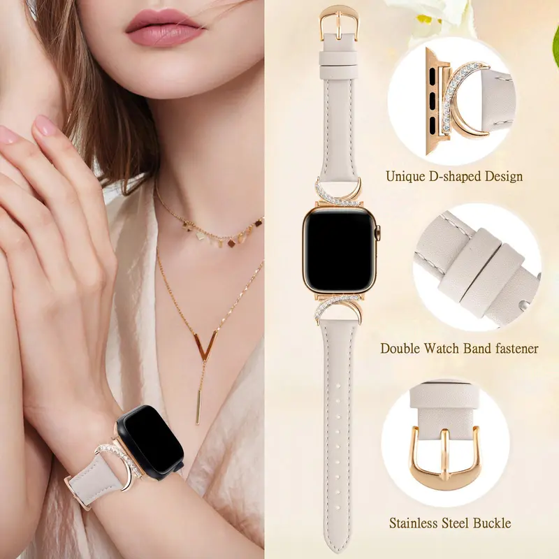 Fashionable Faux Leather Watch Band (Band Only), 1 Count C-shaped Buckle Watch Band for Apple Watch Series 10/9/SE/8/7/6/5/4/3/2/1, Smart Watch Accessories, Wearable, Smartwatch Strap 2
