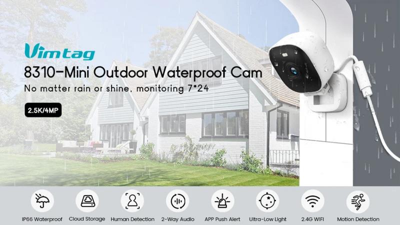 Product Introduction of VIMTAG Mini Camera WIFI 4MP 2-Way Audio Color Night Vision 8X Zoom Auto Alarm Waterproof Outdoor Security Camera IP Surveillance 17