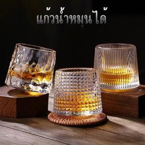 AT home2023 [พร้อมส่ง] แก้ววิสกี้ คริสตัล ฐานกลมหมุนได้