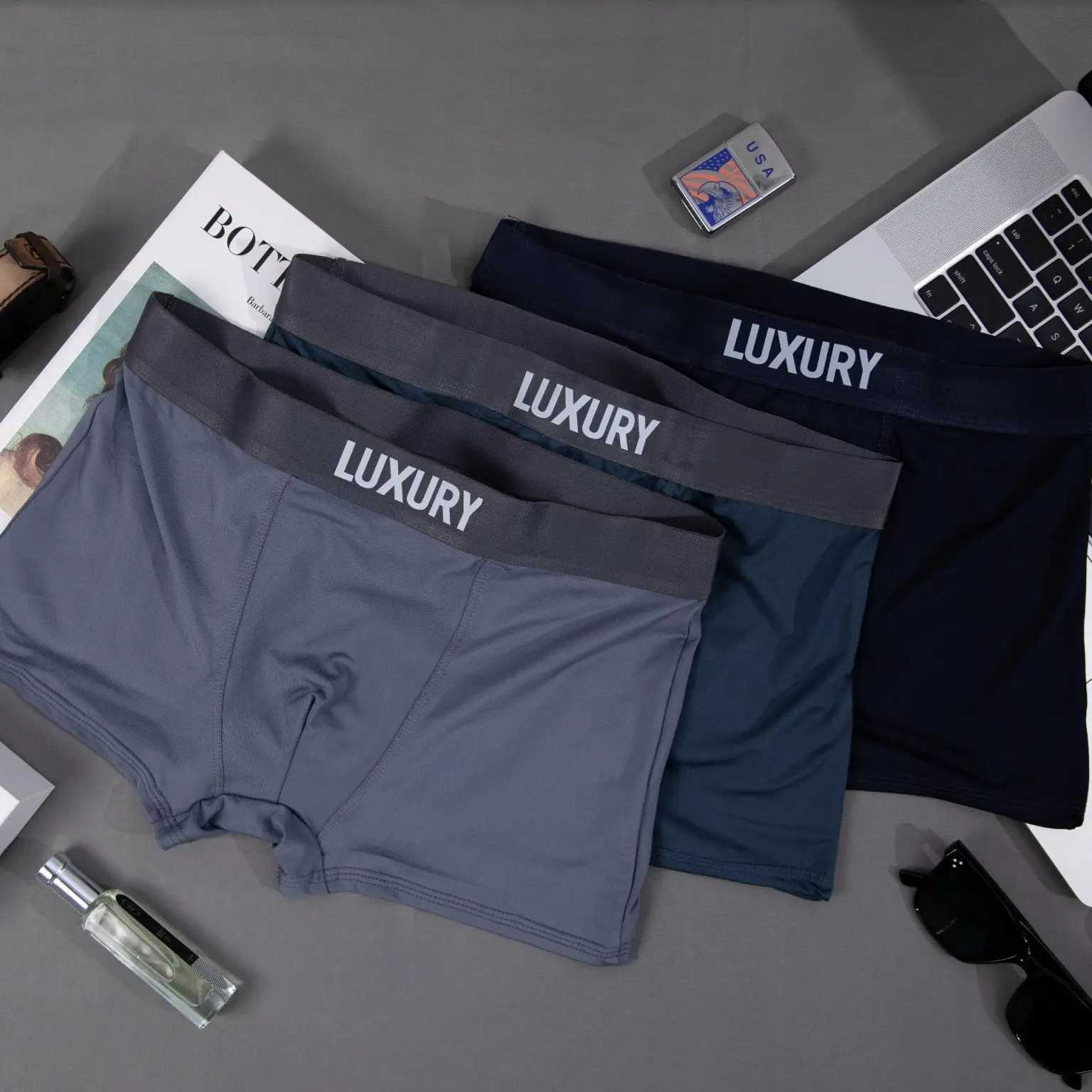 Combo 4 Quần Lót Nam Boxer Thun Lạnh Luxury Co dãn 4 chiều, Quần sịp Nam Thun Lạnh Boxer underwear F113 Quần Boxer Menswear Cotton (Che tên đơn hàng) (Được chọn màu)