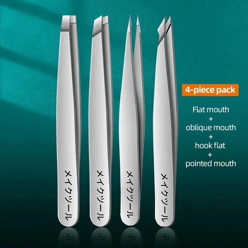 Precision Stainless Steel Tweezers For Eyebrow Hair Facial Hair Removal Splinter Blackhead Slant Tip Angle Tip Pointed Tip Makeup Elastic Makeup Elastic