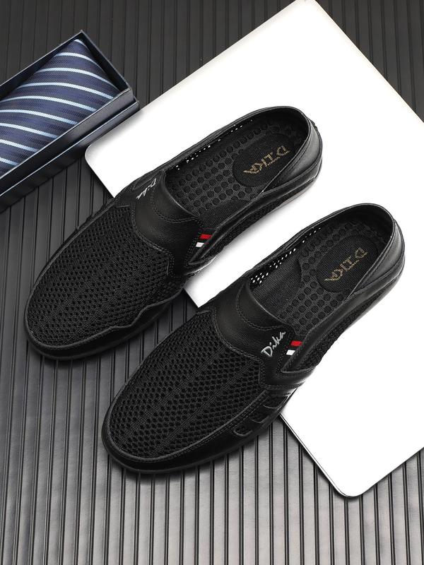 Men's Casual Hollow Out Design Slip on Flat Shoes, Fashionable Breathable Comfortable Soft Sole Shoes, All-match Commuter Shoes for Work & Daily Wear, Boy 1