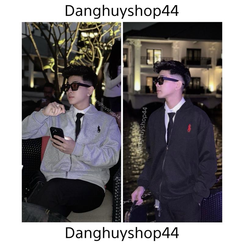 Áo Khoác Bomber Nam Nữ, Hoạ Tiết Thêu Nhỏ Trước Áo, Chất Liệu Nỉ Poly, 2 Màu ĐEN XÁM