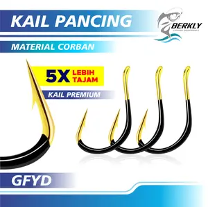 BERKLY Kail Pancing TIPE KECIL GFYD Gold Hitam 10pcs High Carbon TYPE KECIL Ikan Laut