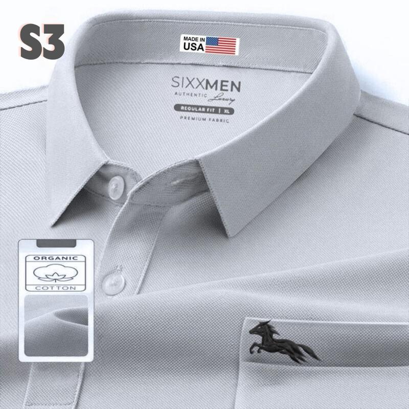 Áo PoLo SlXXMEN con ngựa Nam Trung Niên Cao Cấp Có Túi, Tay Suông Form Rộng , Sẻ Tà, Chất Vải Cotton Mềm Mịn Co Giãn Thấm Hút Tốt