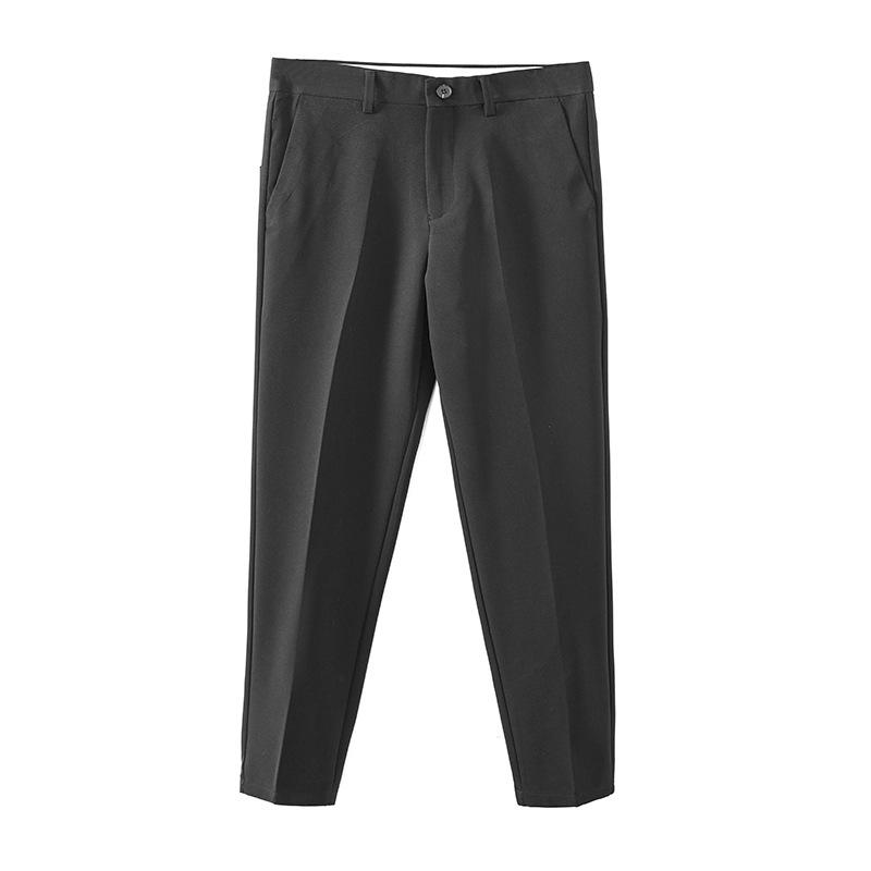 Men's Slim Fit Black Pants - Korean Style Casual Trousers | Summer Thin Stretch Ankle Length Dress Pants for Men (Trendy Office/Streetwear) 4