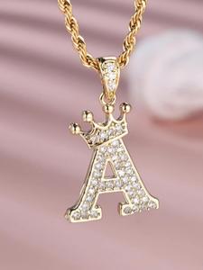 Collar con dije de diseño con letras y decoración de strass para mujer, Joyería de moda para fiesta, decoración diaria, Joyería comodín y exquisita para regalo de cumpleaños