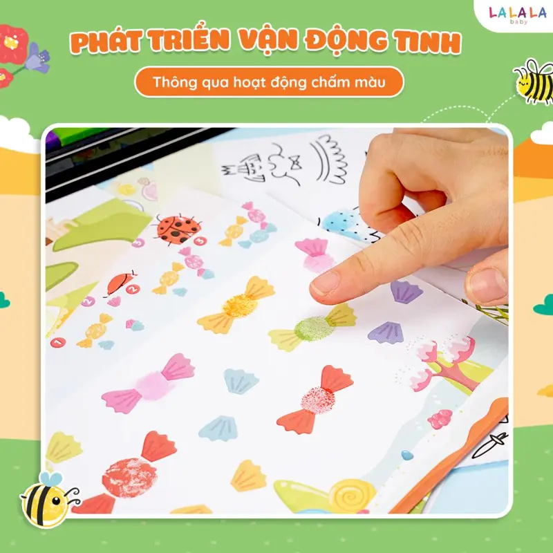 Bộ Tranh Tô Màu Vân Tay Cho Bé - Vân Tay Diệu Kỳ Finger Painting Kèm Màu Vân Tay - Lalala Baby 3