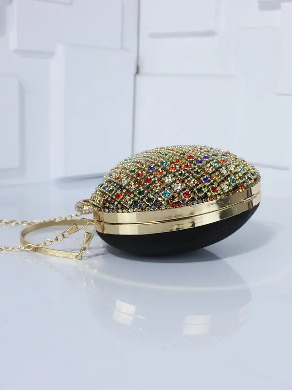 Women's Elegant Rhinestone Decorated Heart Shaped Evening Bag, Exquisite Chain Strap Crossbody Bag, Trendy Versatile Shoulder Bag for Party Decoration 2