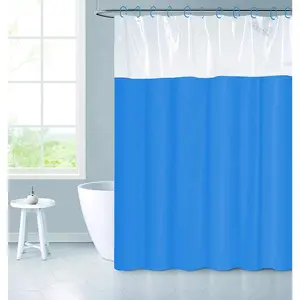 (Praktis) Tirai 2 Warna Kamar Mandi Dengan Magnet Bahan Peva 178 x 183cm Shower