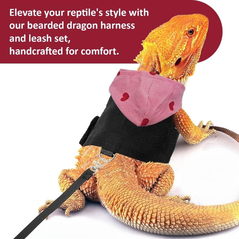 Product Introduction of Fashion Adjustable Lizard Rope Bearded Dragon Lizard Hoodie Colorful Canvas Reptile Outdoor Chest Harness Comfort with Leash Lizard Harness Vest Suitable for Squirrel 13