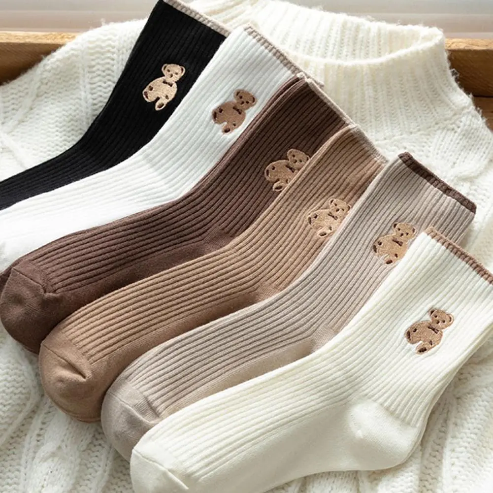 Cartoon Cute Socks Animal Print Bear Calzini Sport Fashion Kawaii Women Cotton Socks