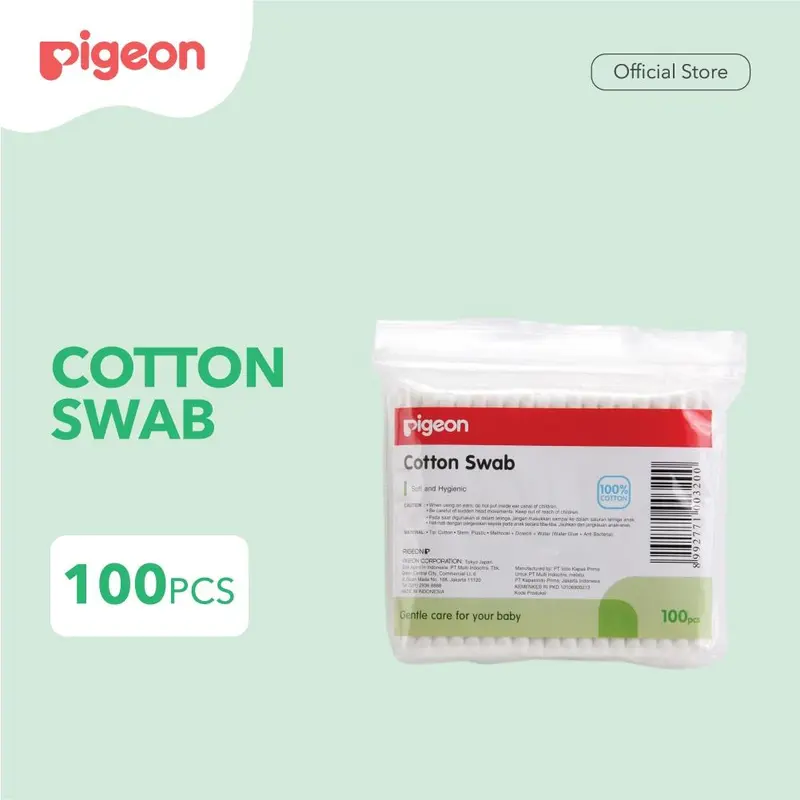 PIGEON Cotton Swab Isi 100 Pcs | Cotton Bud | Korek Kuping Bayi 1