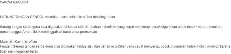 Product Introduction of Sarung Tangan Cuci Mobil Cendol - Cocok untuk Mobil Anda - Car 0
