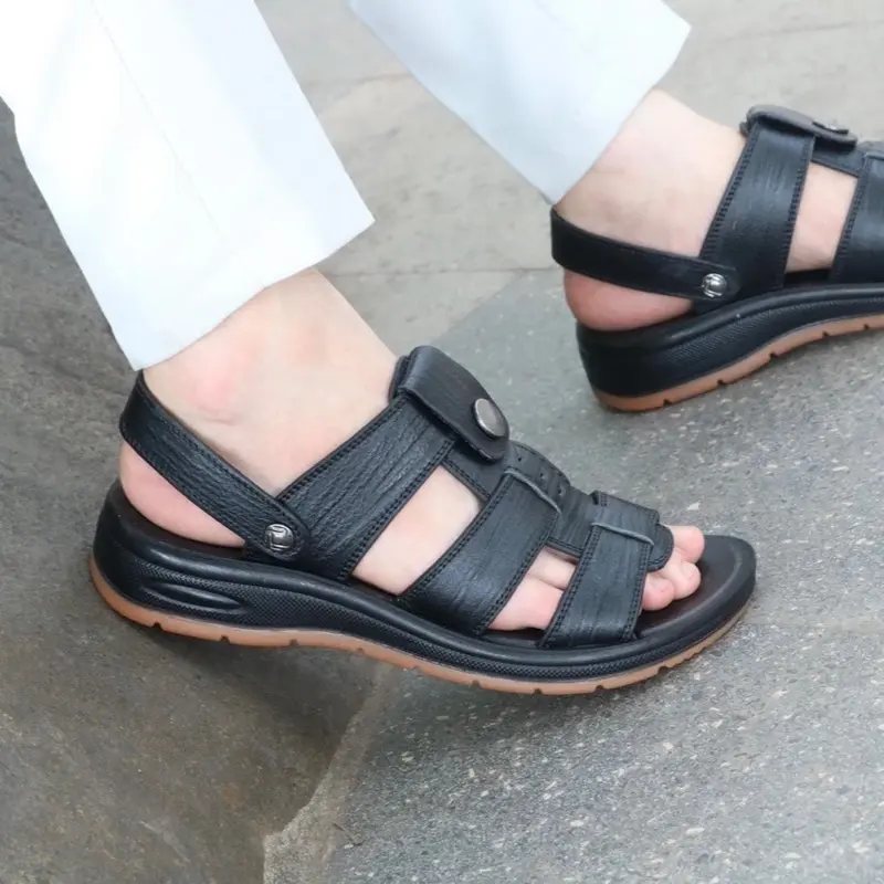 Dép Dọ Da Bò Nappa- ĐẾ KẾP Kiểu Sandal Mũi Mở 2CE Hàng Bảo Hành 12 Tháng Nhung  Đế Bằng DéP 2
