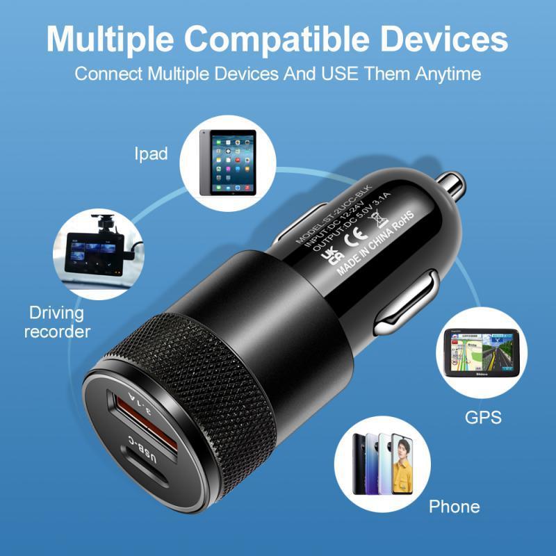 Product Introduction of Mini USB C Car Charger 30W PD Phone Power Adapter For Iphone Xiaomi Samsung Fast Charging Cigarette Lighter Socket USB Charger 24