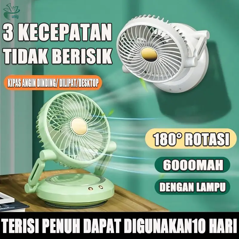 [COD]4 in 1 Kipas Angin Senyap Multifungsi 6000mAh 3 Kecepatan Kipas USB Charge Kipas Angin Dinding Kipas Angin Gantung Kipas Desktop Meja Mini Portable Dan Bisa Dilipat Design kipas angin murah promo