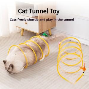 Mainan Terowong Kucing, dengan Loceng, Reka Bentuk Tetikus Bulu, Sesuai untuk Haiwan Kesayangan, Gumimi