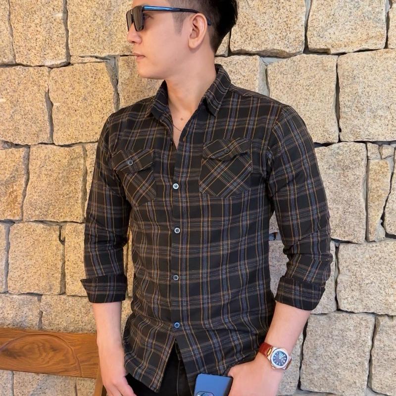 Áo sơ mi nam sọc caro dài tay siêu phẩm.