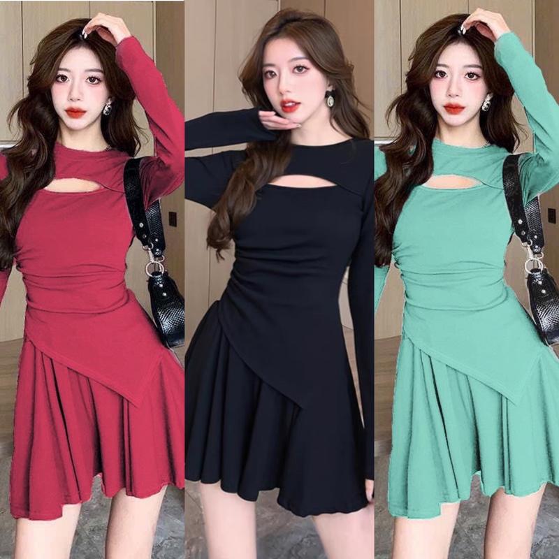 Set Bigsize Thun Tăm Thiết Kế Tay Dài Áo Khoét Trước Váy Xoè Có Lót Trong Hot Hit Thời Trang Bigsize Nữ đẹp Sang Chảnh, Set Bộ Đồ Thun Tăm Tay Dài Xinh Đẹp Feesize 50-95kg Ennhocobigsize Top Đen Set Bigsize Thun Tăm Women - 2044
