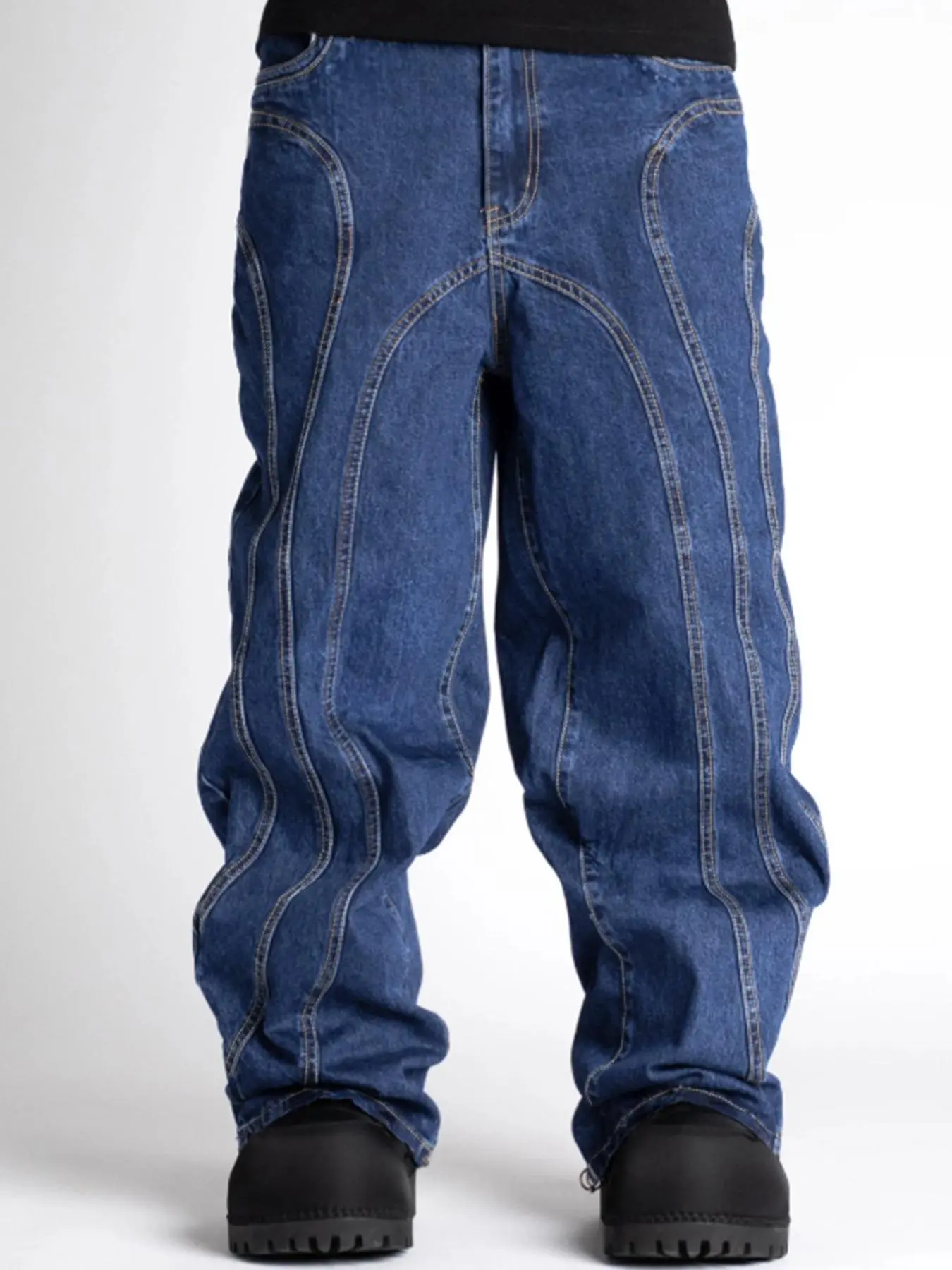 Men's Solid Pocket Denim Jeans, Loose Casual Comfy Jeans for Daily Wear, Woven Bottoms for All Seasons, Cotton