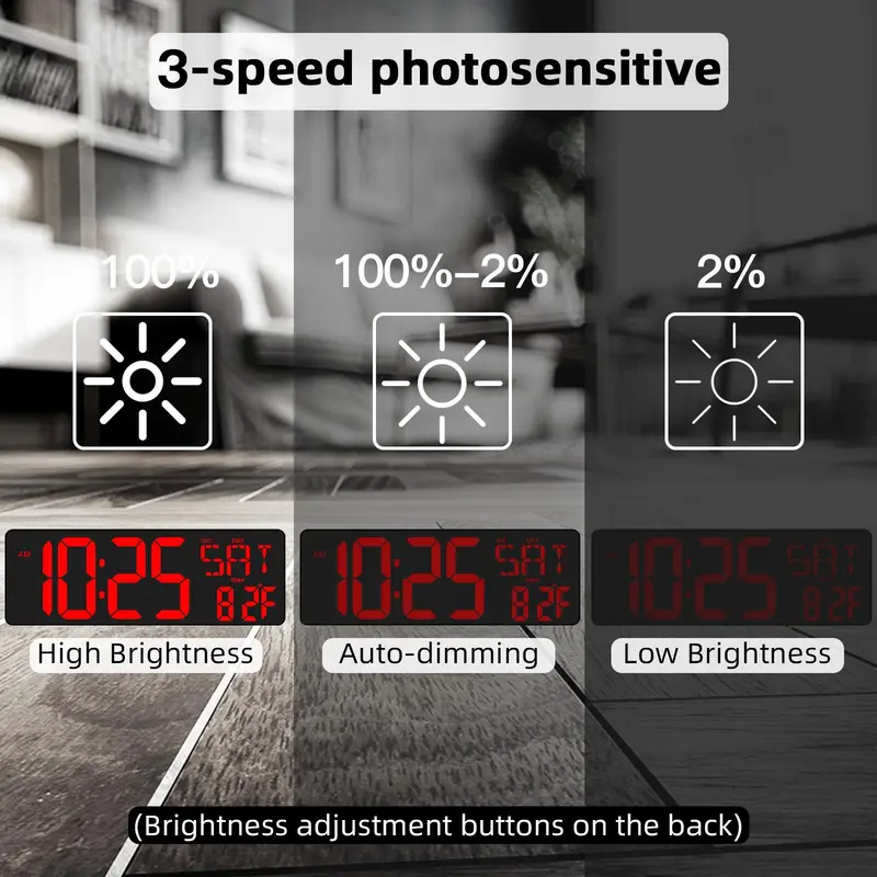 17.2 Inch Large LED Display Digital Wall Clock with Remote Control, Count Up and Countdown Timer, Temperature and Date Auto Switchable Wall Clock, Decor, Living Room, Home Goods 5