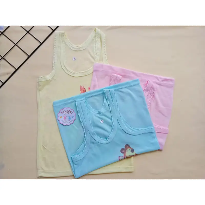 [ 3 & 6 PCS ] Singlet anak laki-laki dan perempuan motif gambar / Kaos dalam anak polos karakter Fashion 6