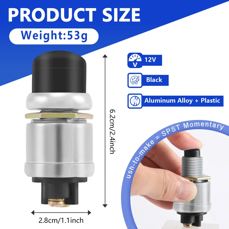 12V 50A Waterproof Switch Push Button Cars Boat Track Horn Engine Start 8
