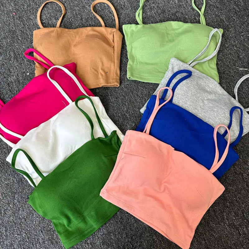 Áo Thun 2 Dây Có Đệm 2 Lớp, Áo Ống Quây bra Co giãn có mút ngực Nữ Women Top 1