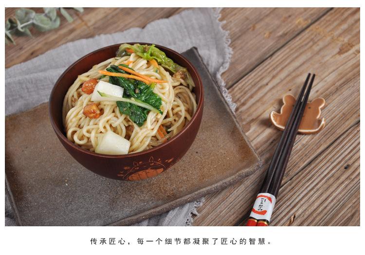 Product Introduction of Cartoon Wooden Bowl Home Tableware Cute Bear Wooden Bowl Spray Paint Japanese Bowl Kitchen Accessories Noodle Bowl Tableware 5