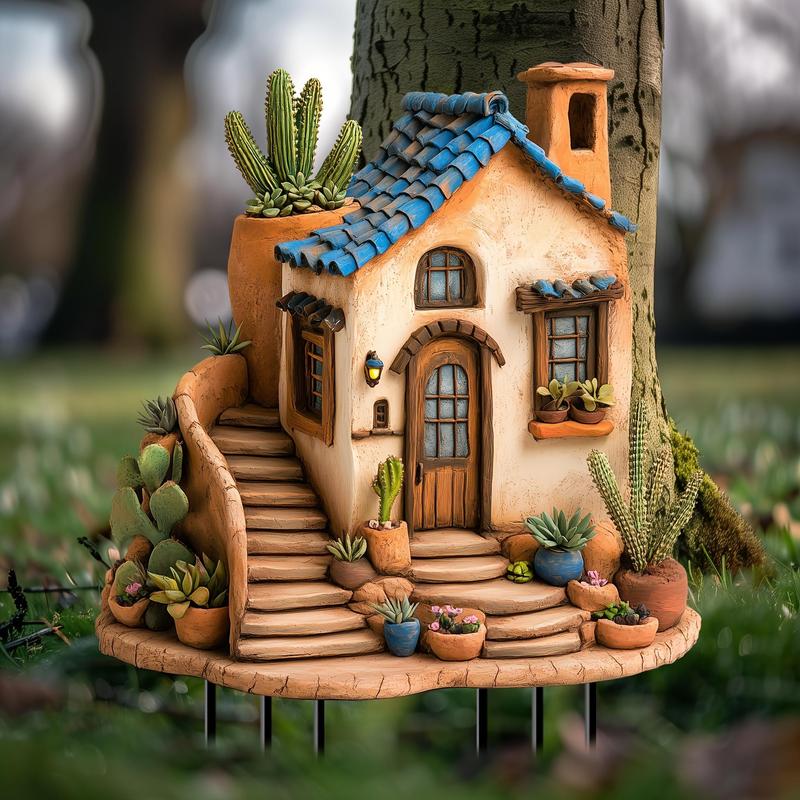 Product Introduction of Cactus House Design Garden Decor, Acrylic Garden Hanging Decor, Outdoor Hanging Decor for Yard Art Sign, Landscape Enhancement, Scene Decoration 2