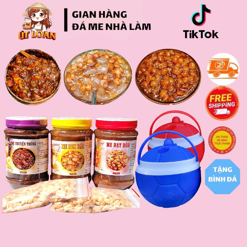 [TẶNG BÌNH] Combo 3 hủ (hủ 550gr) 1,6kg mix: (ME DẺO, ME RIM ĐÁC, ME ĐÁC MÍT, ME DỪA NƯỚC, ME DỪA NƯỚC MÍT, ME THẠCH DỪA, ME TRUYỀN THỐNG) tặng bình đá trái banh 1,2lít màu ngẫu nhiên, kèm 2 gói đậu phộng rang 4