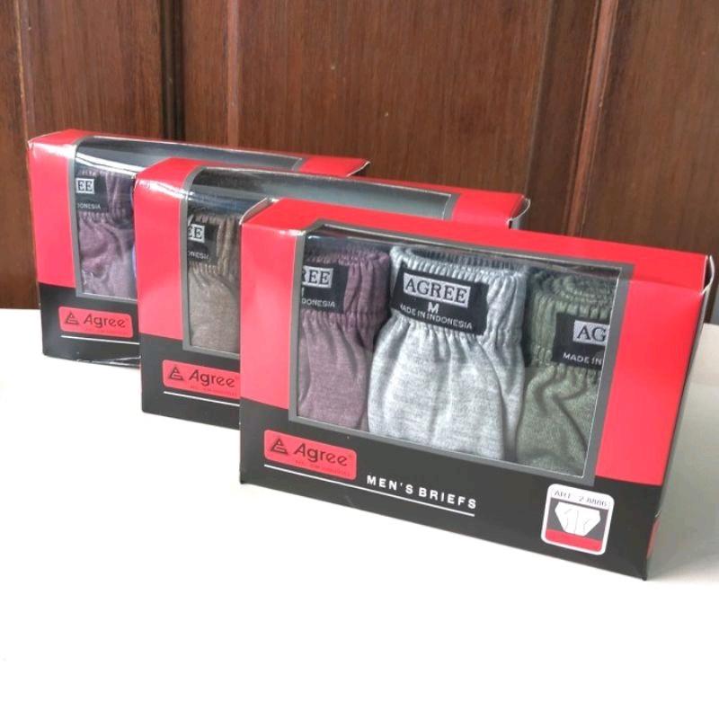 (3Pcs)Celana Dalam Pria Agree Man Katun nyaman boxer Dewasa Cowok Karet Pendek 1