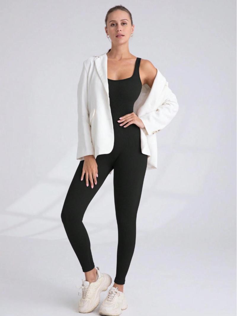 Product Introduction of Women's Solid Color Jumpsuit, Casual Comfy Breathable Sleeveless Jumpsuit for Daily Wear, Ladies Clothes for All Seasons 3