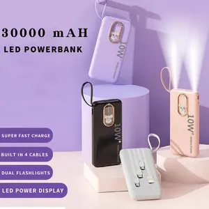 Q10 Power Bank 30000mAh 4in1 Fast Charge dengan 2 Flashlight LED Display Kualitas Top untuk Samsung iPhone Portable dan Ringan