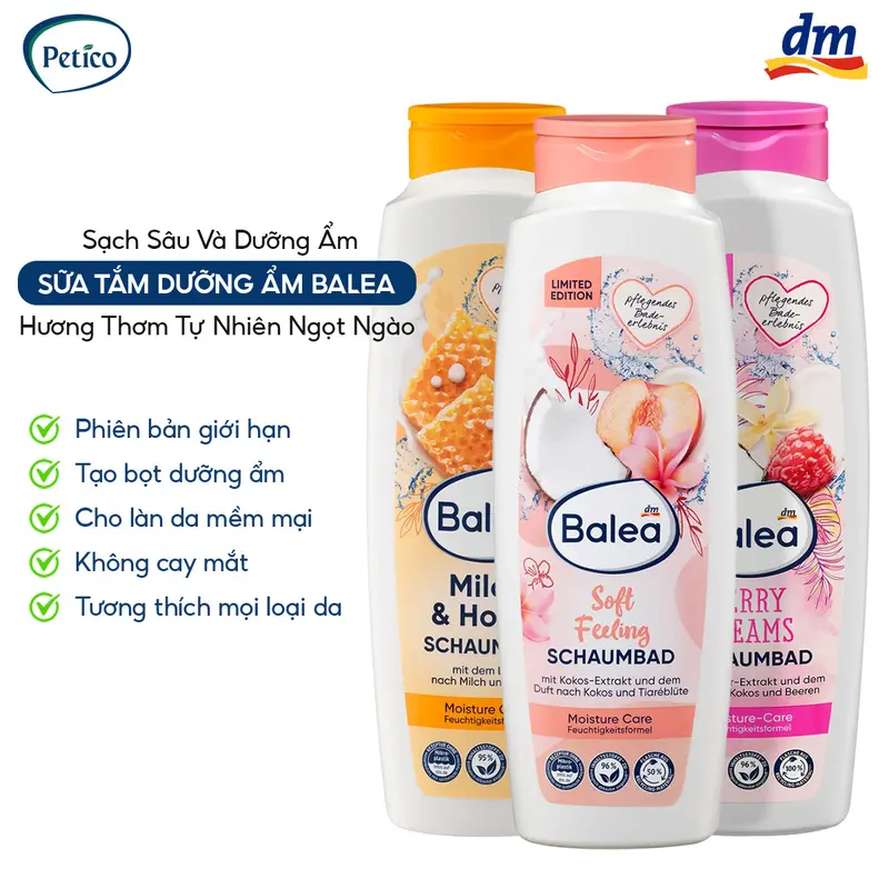 Sữa tắm tạo bọt dưỡng ẩm chuyên sâu Balea 750ml, hương thơm tươi mát, nhẹ nhàng - Nội địa Đức 0