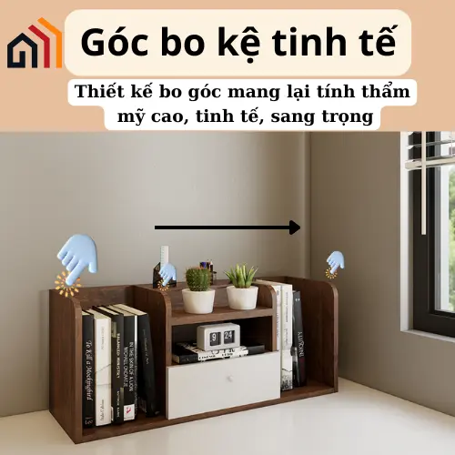 Kệ Sách Gỗ Cao Cấp, Tủ Hồ Sơ Để Bàn Tiện Lợi Chất Liệu Gỗ MDF - Dài 40cm x Cao 25cm x Rộng 20cm